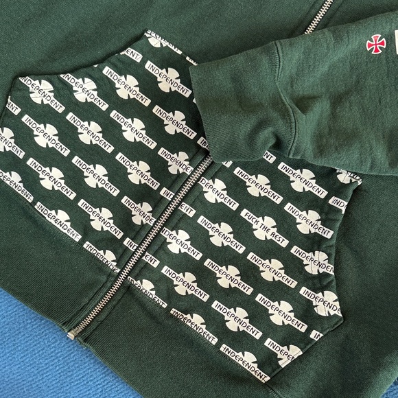 Rare Vintage 2017 Independent Truck Co Supreme Dark Green Zip-Up Hoodie - Picture 7 of 8